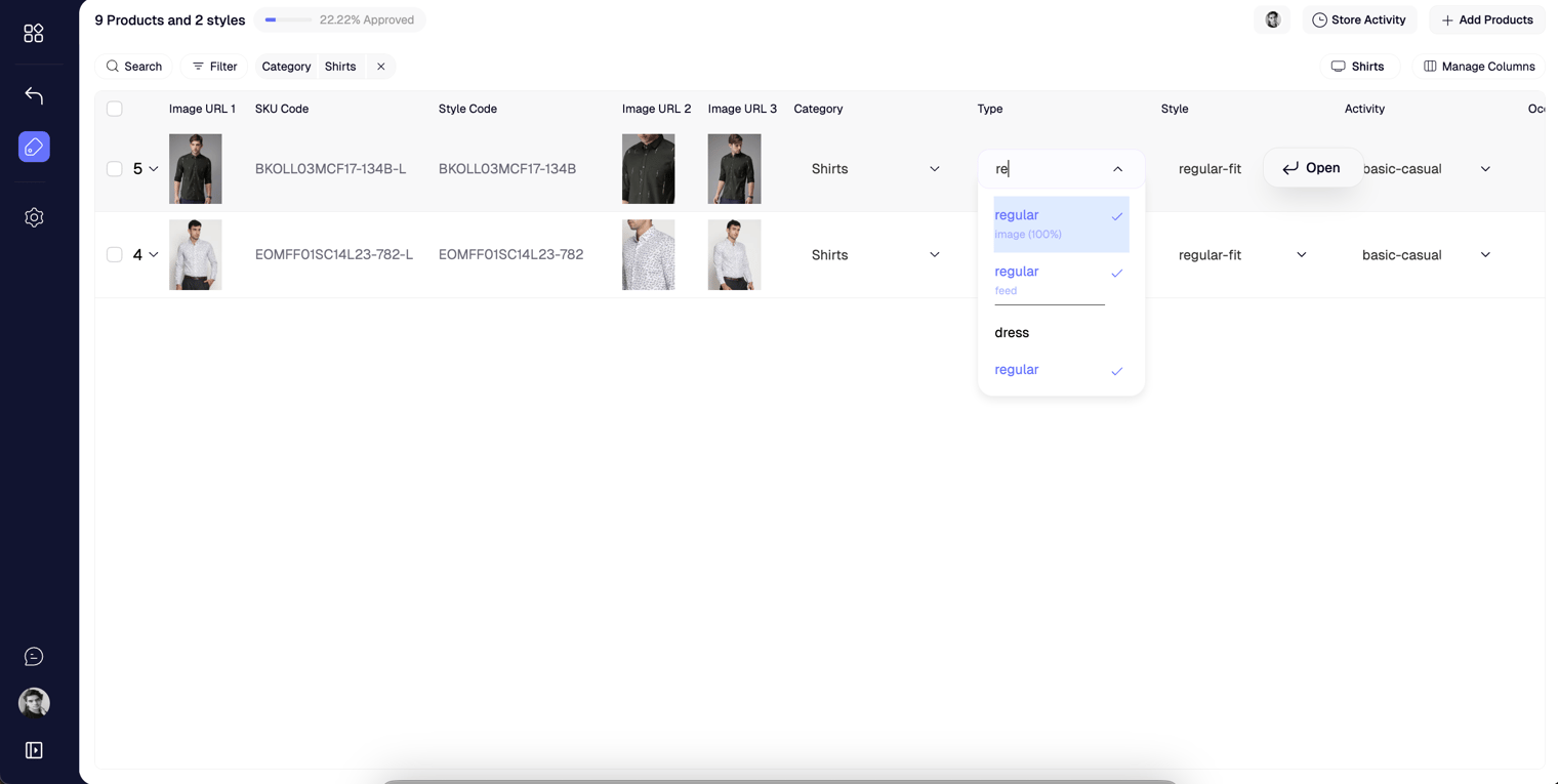 Attribute dropdown search