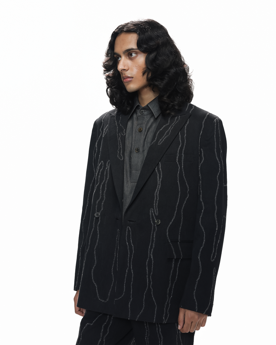 Molten Trail Embroidered Blazer texture detail