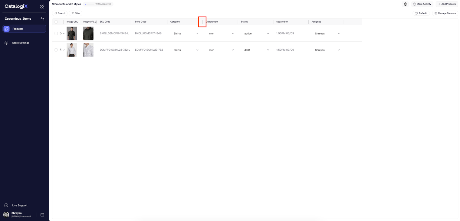 Resize and reorder columns