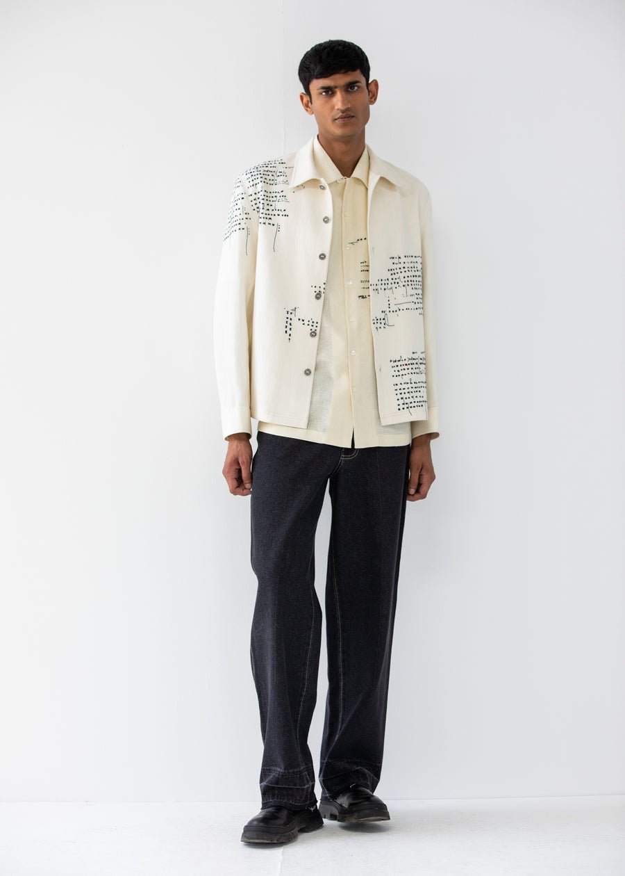 Asemic Denim Jacket back view