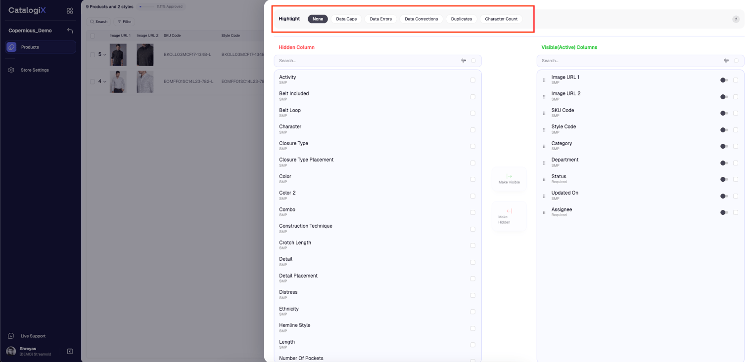 Highlight menu default