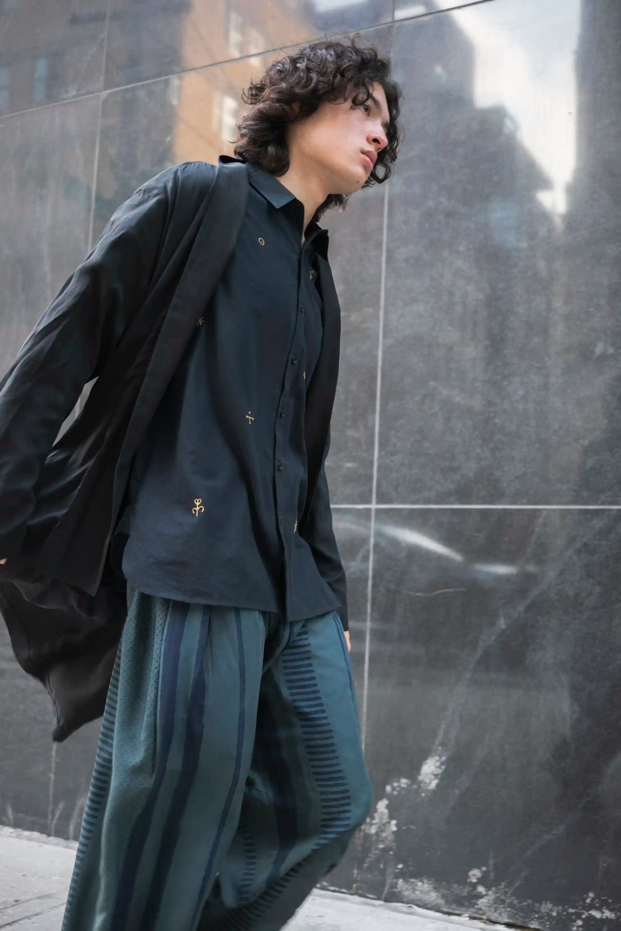 BLACK BLOCK PRINTED SILK PANT styling frame