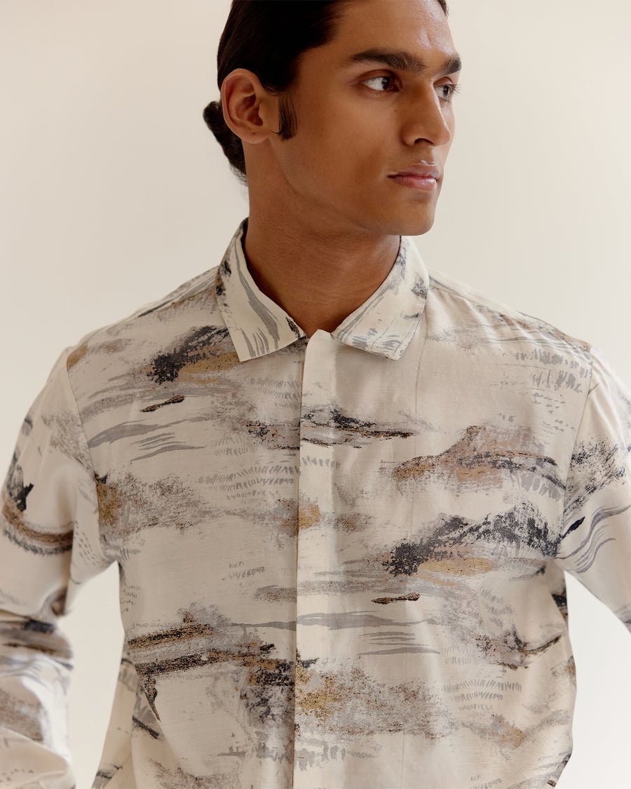 Arid Brushstroke Silk Shirt back view