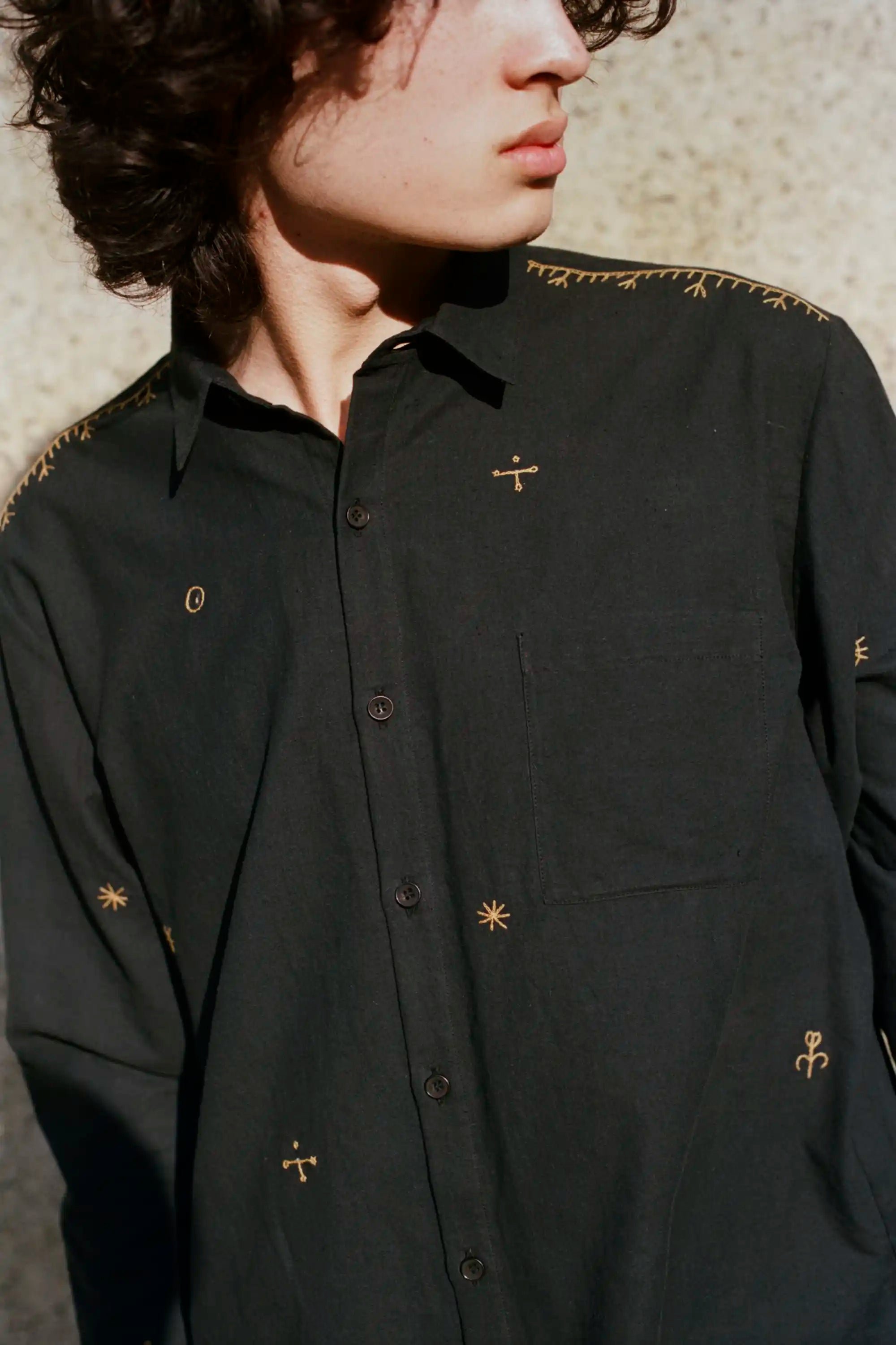 Midnight Indigo Cotton Unisex Shirt texture detail