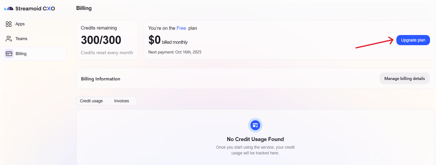 Billing Screenshot