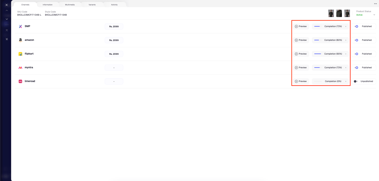 Channel attribute completion