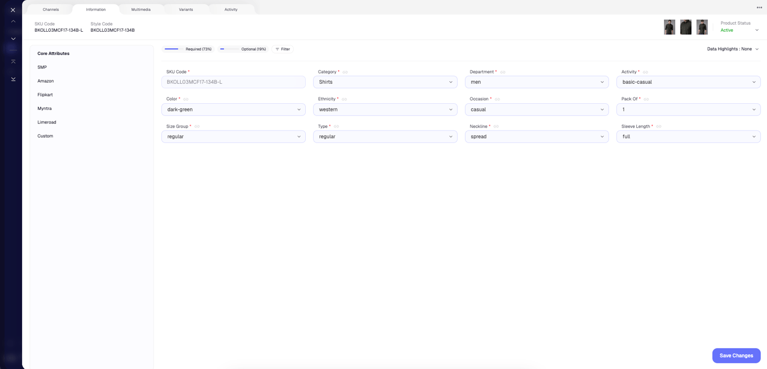 Product information tab