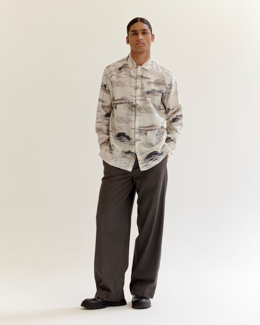 Arid Brushstroke Silk Shirt styling frame