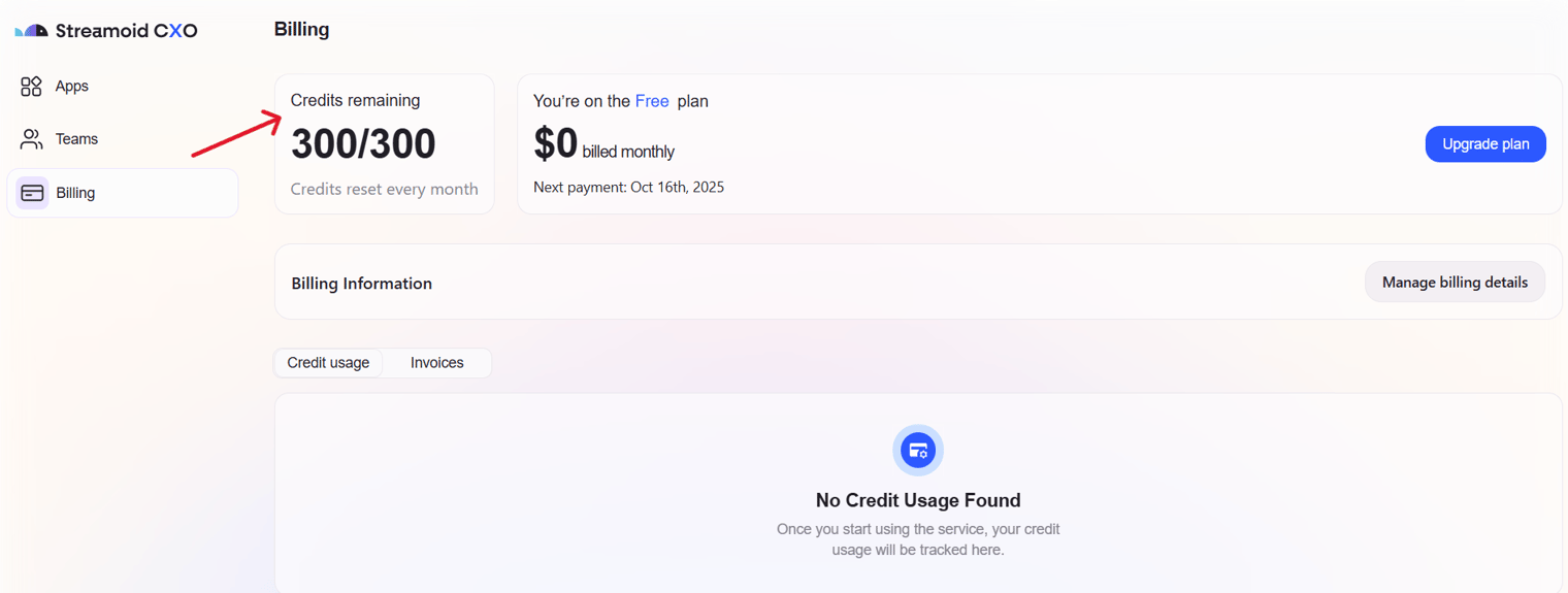 Billing Screenshot