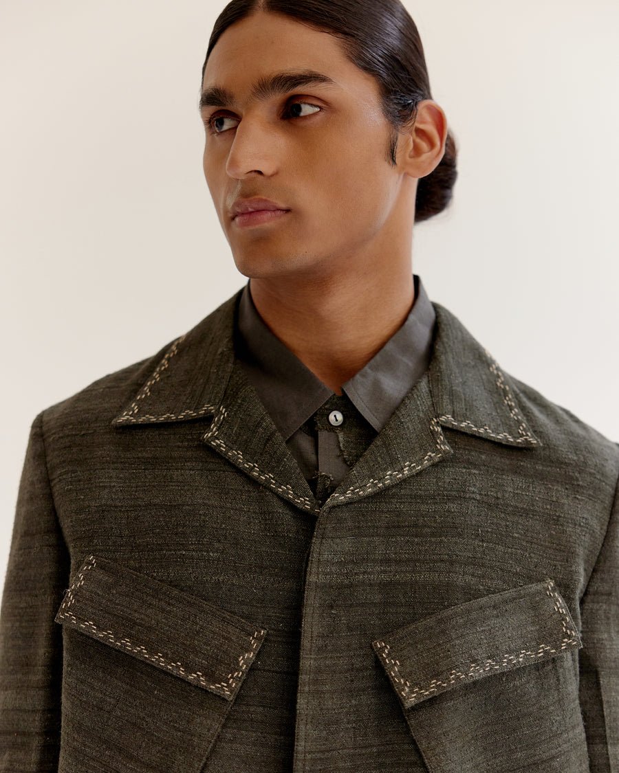 Vintage Cropped Military Jacket styling frame