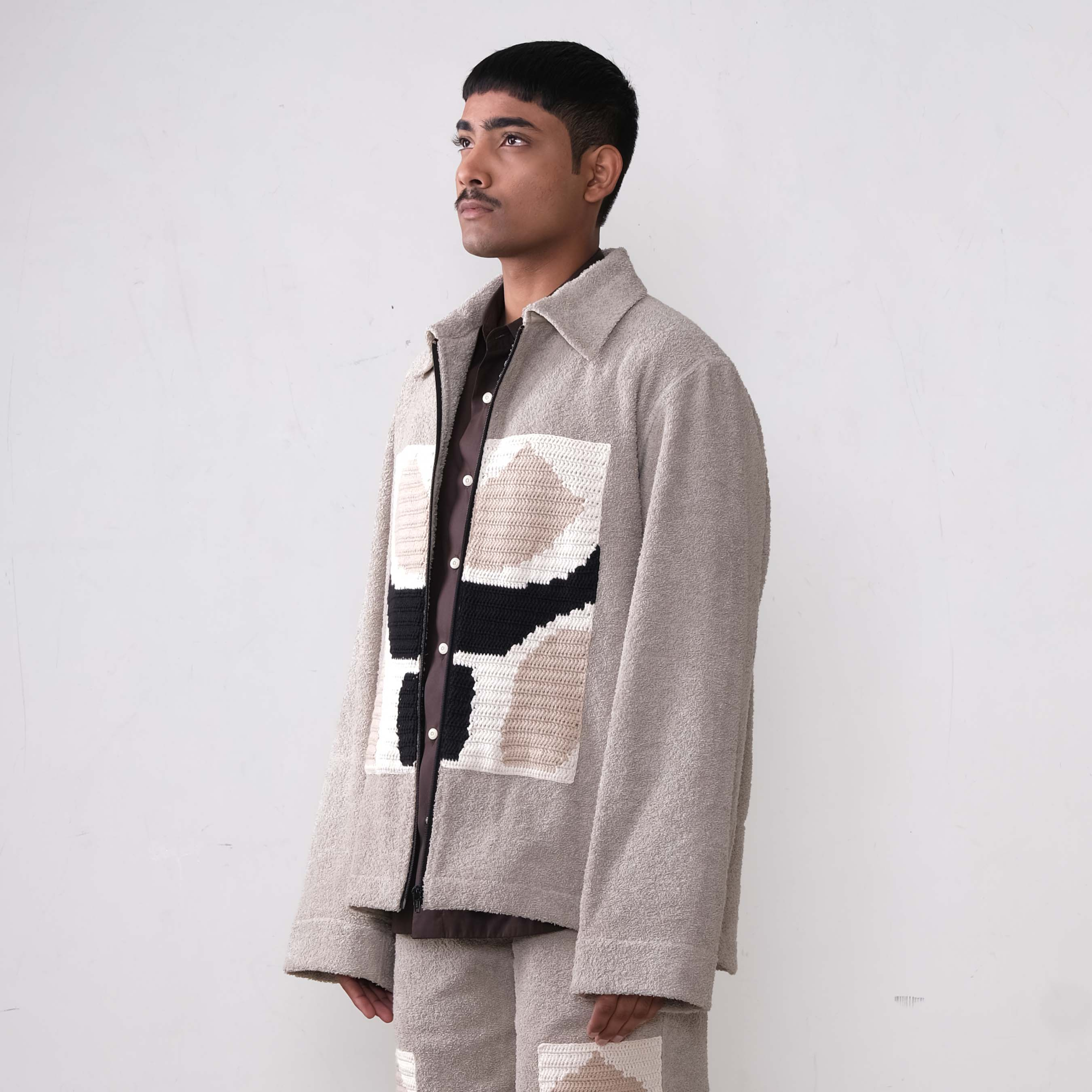 Belief jacket Grey texture detail