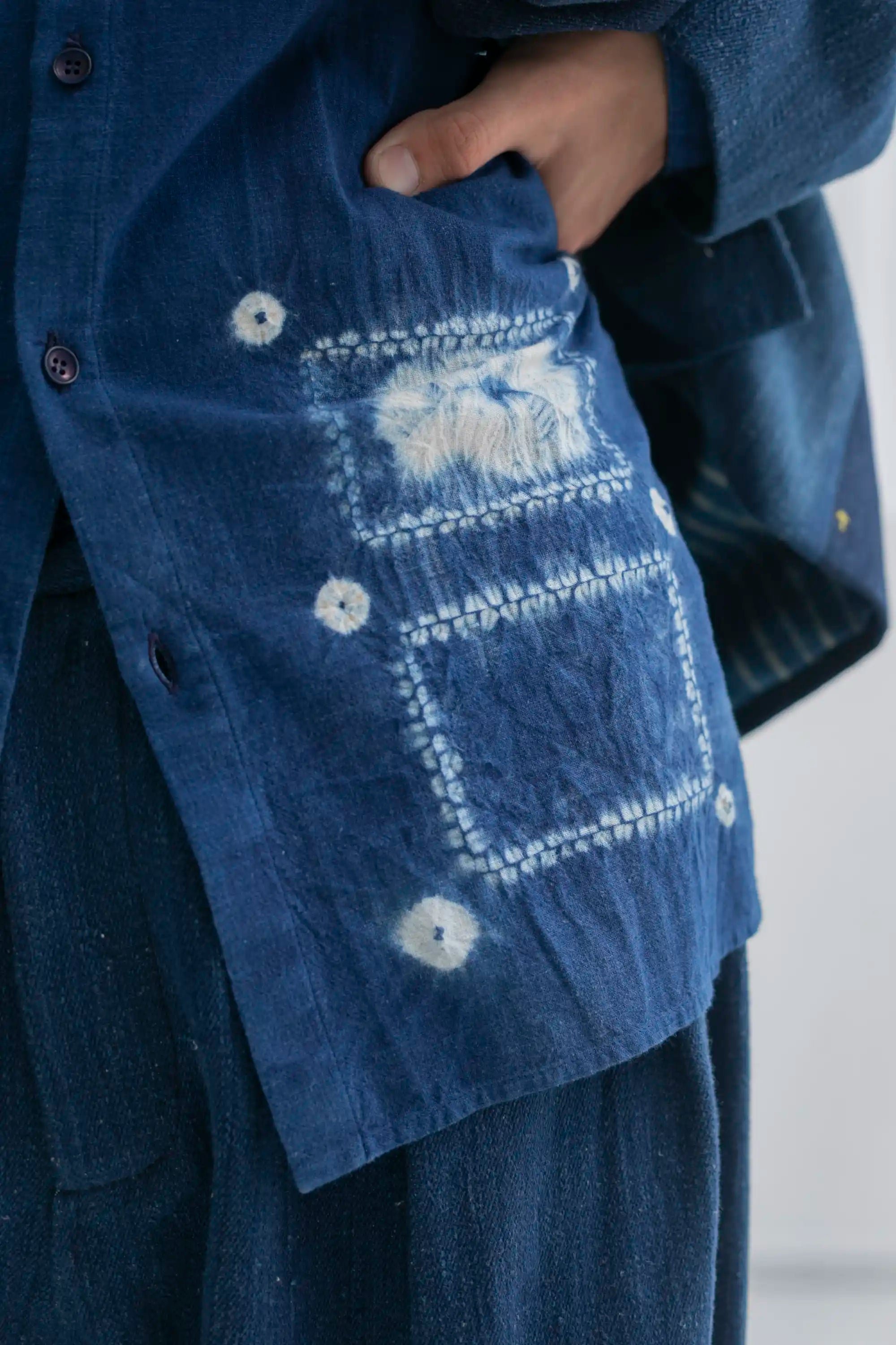 Medium Indigo Shibori Shirt styling frame