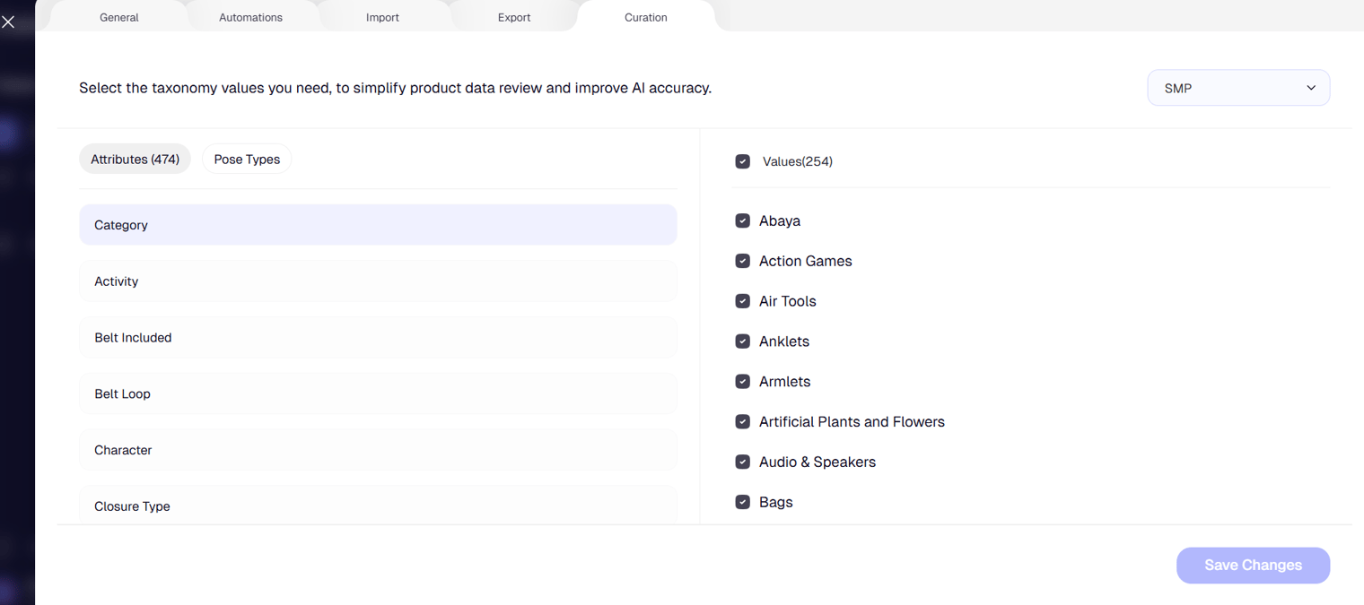 Curation Settings
