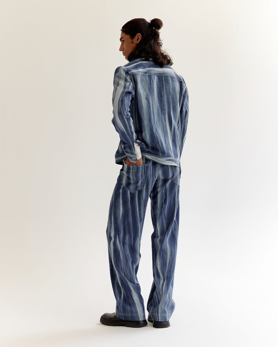 Creased Batik Denim Jacket back view