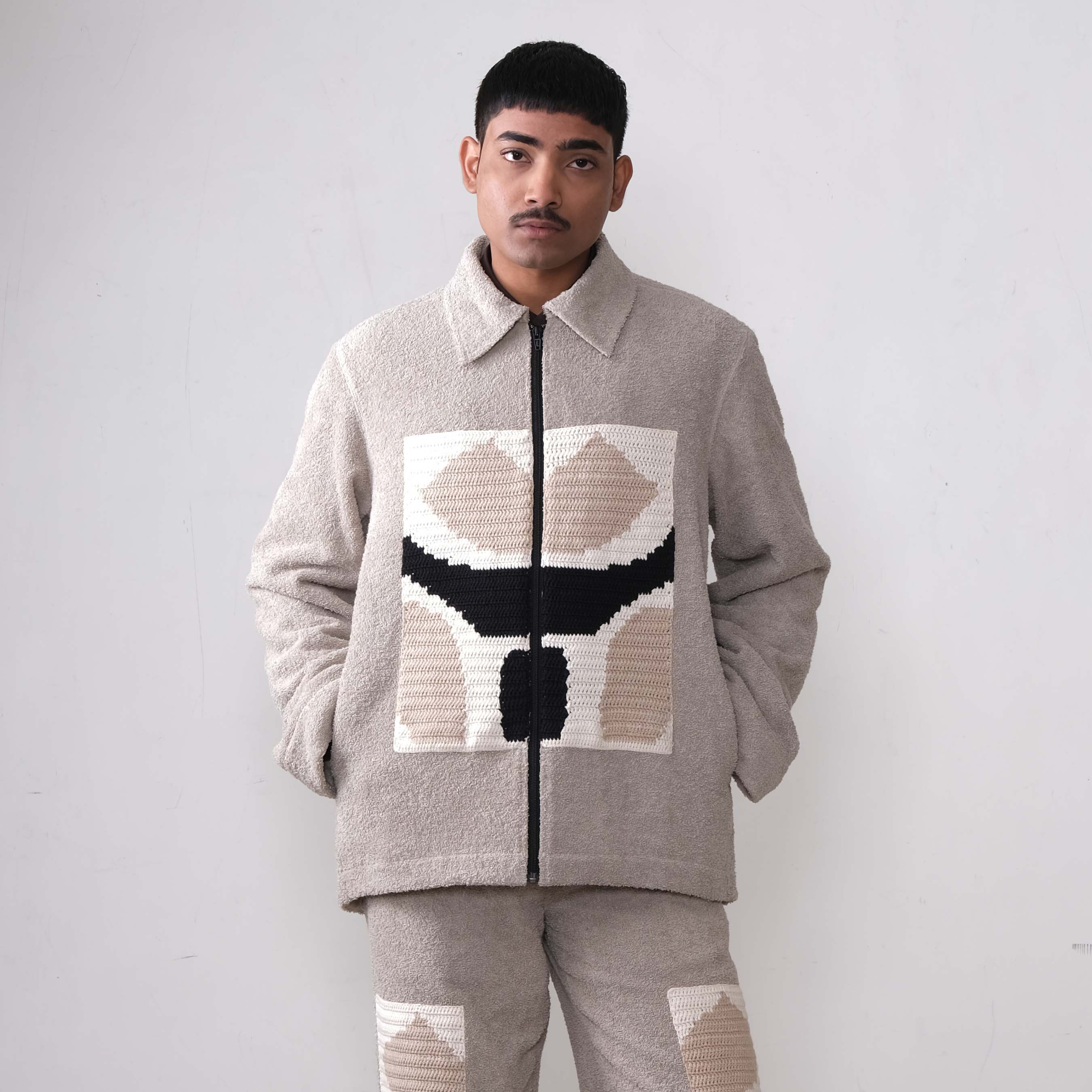 Belief jacket Grey back view