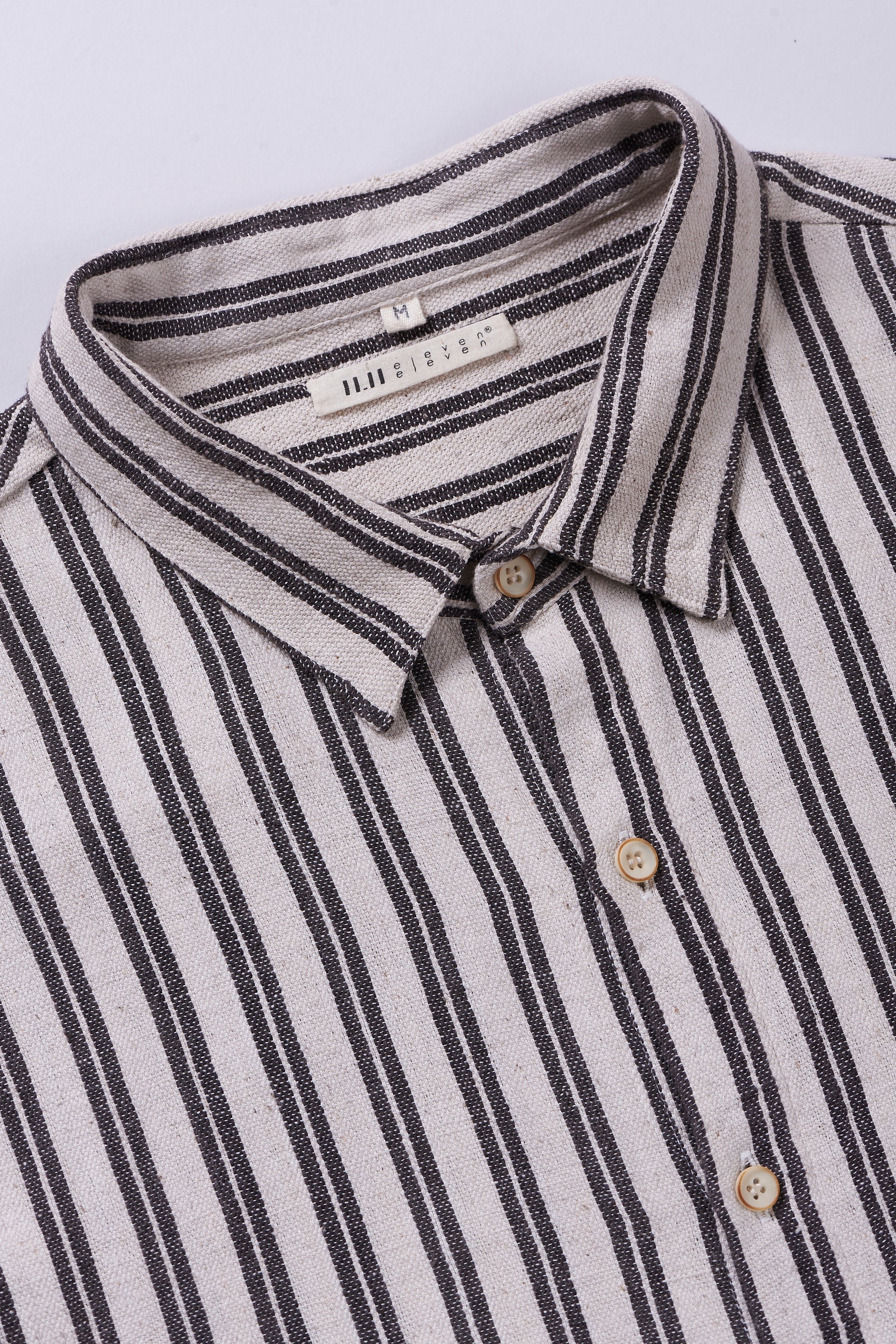 CHARCOAL ESSENTIAL STRIPE COTTON SHIRT texture detail