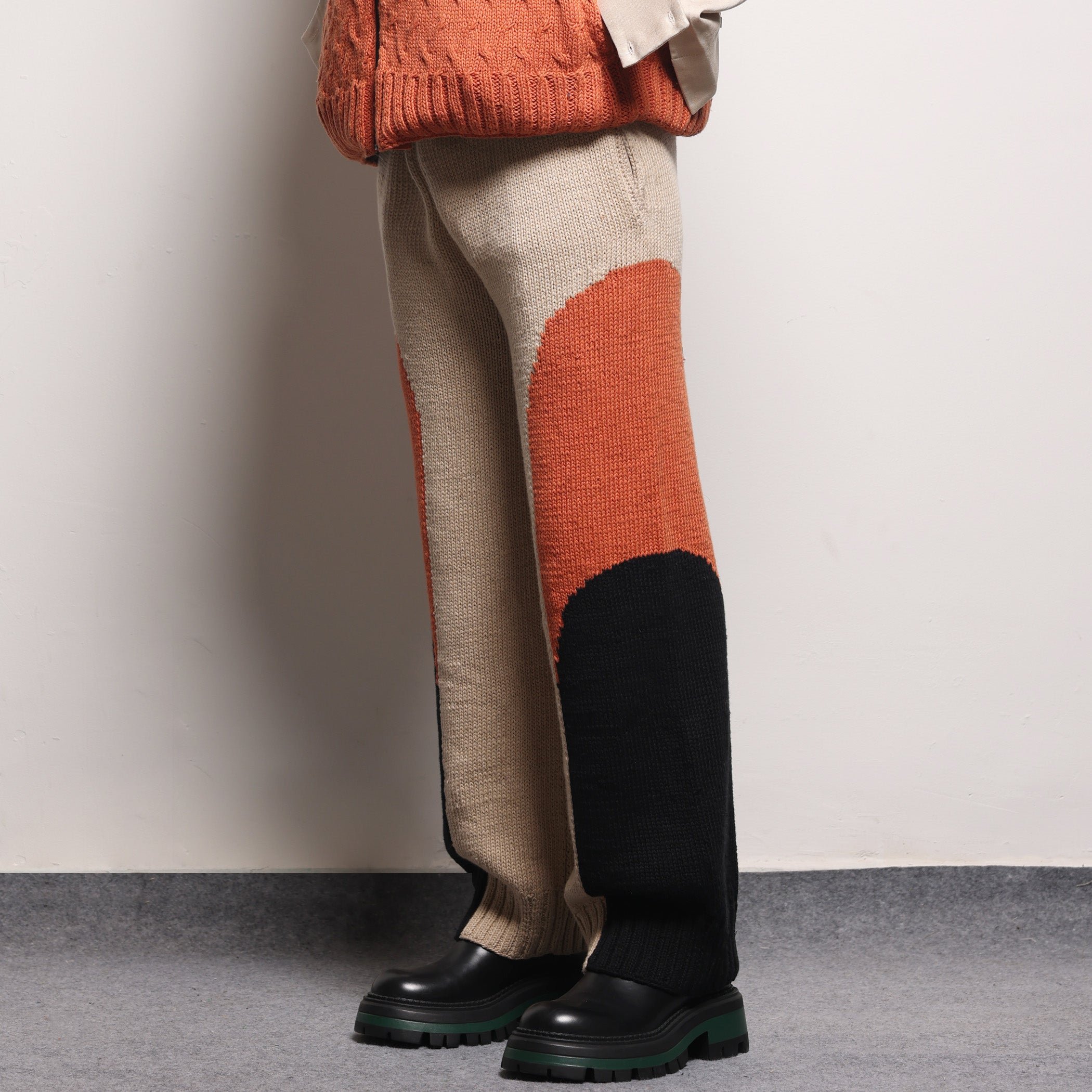 Nucleosome Handknit Trousers Orange texture detail