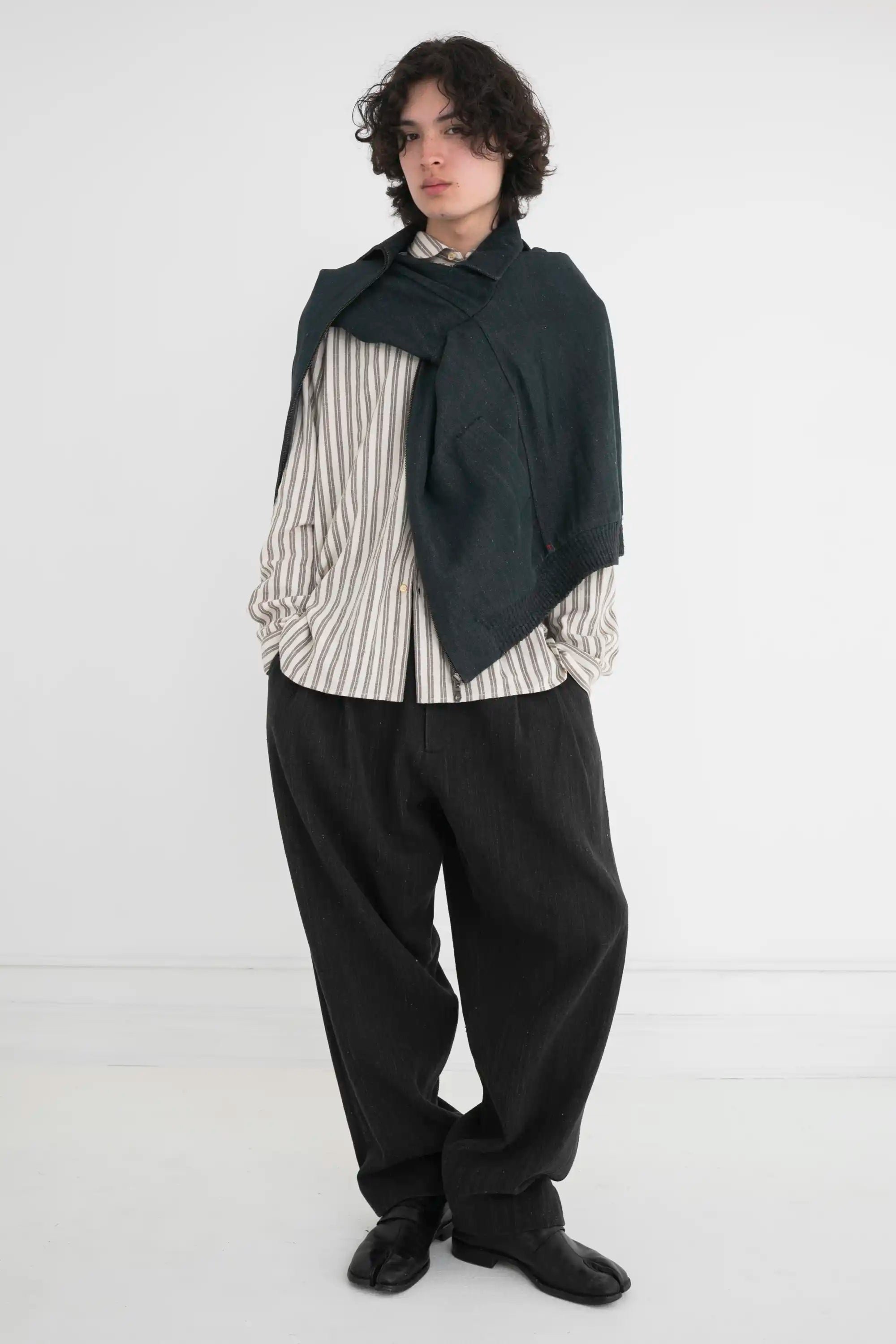 Midnight Indigo Handspun Cotton Denim Pant texture detail