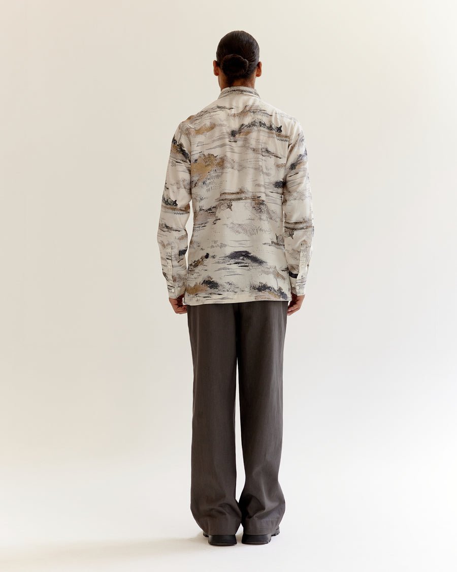 Arid Brushstroke Silk Shirt texture detail