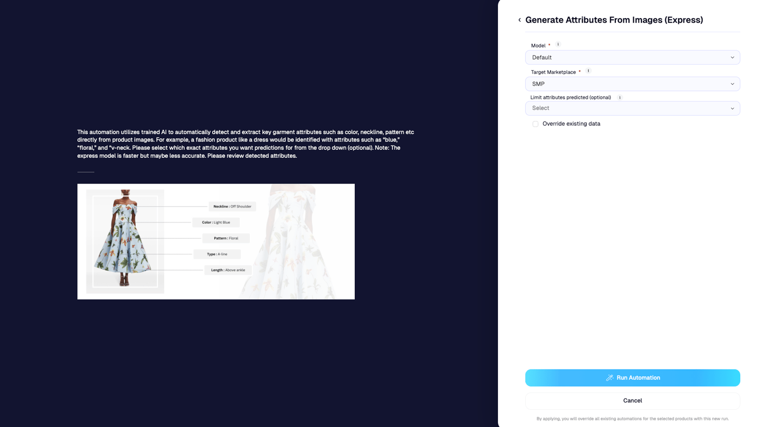 Generate attributes from images configuration