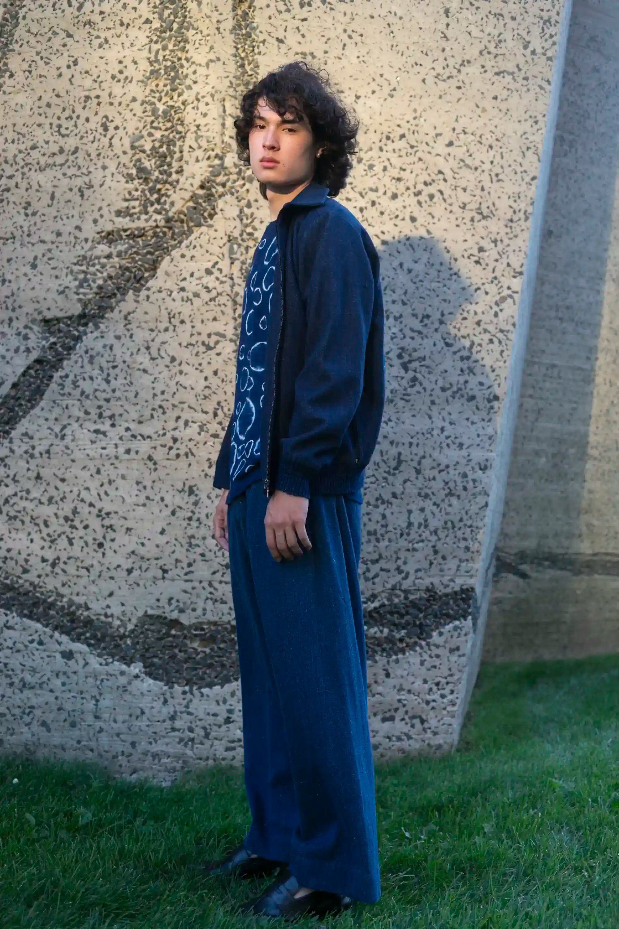 Indigo Handspun Cotton Denim Pant styling frame