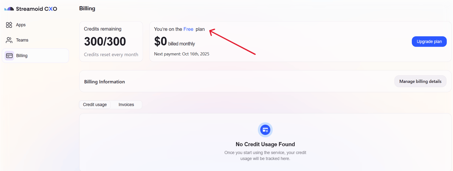 Billing Screenshot