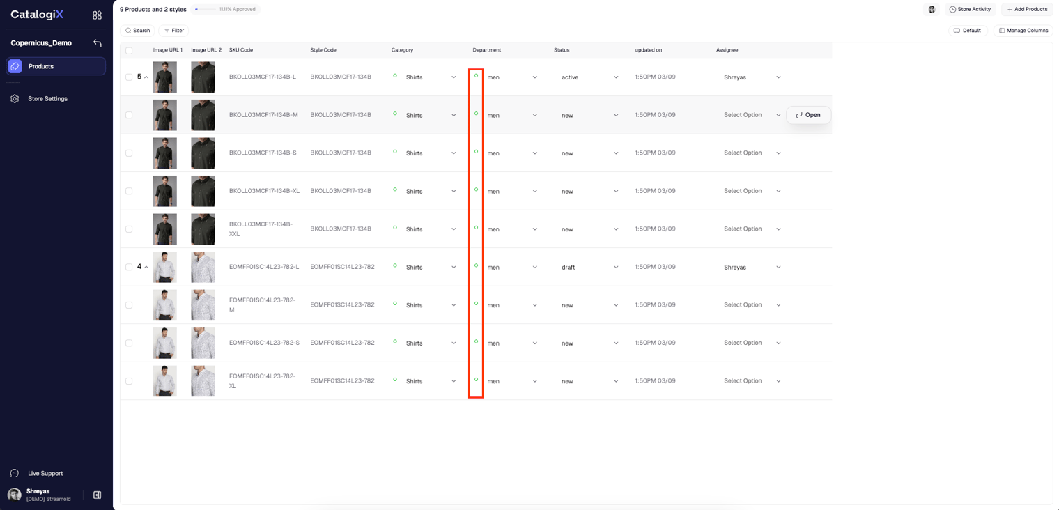 Highlighted rows
