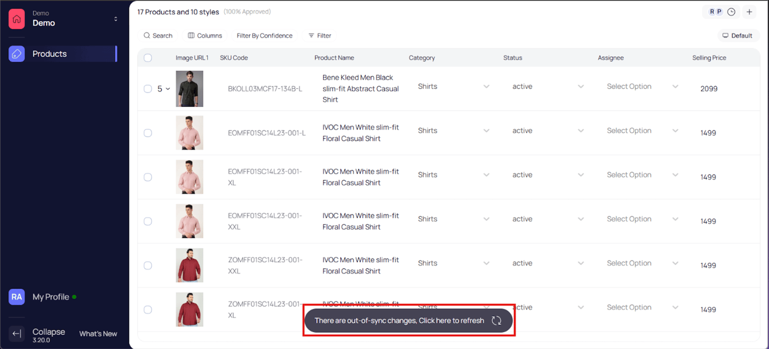Sync changes prompt