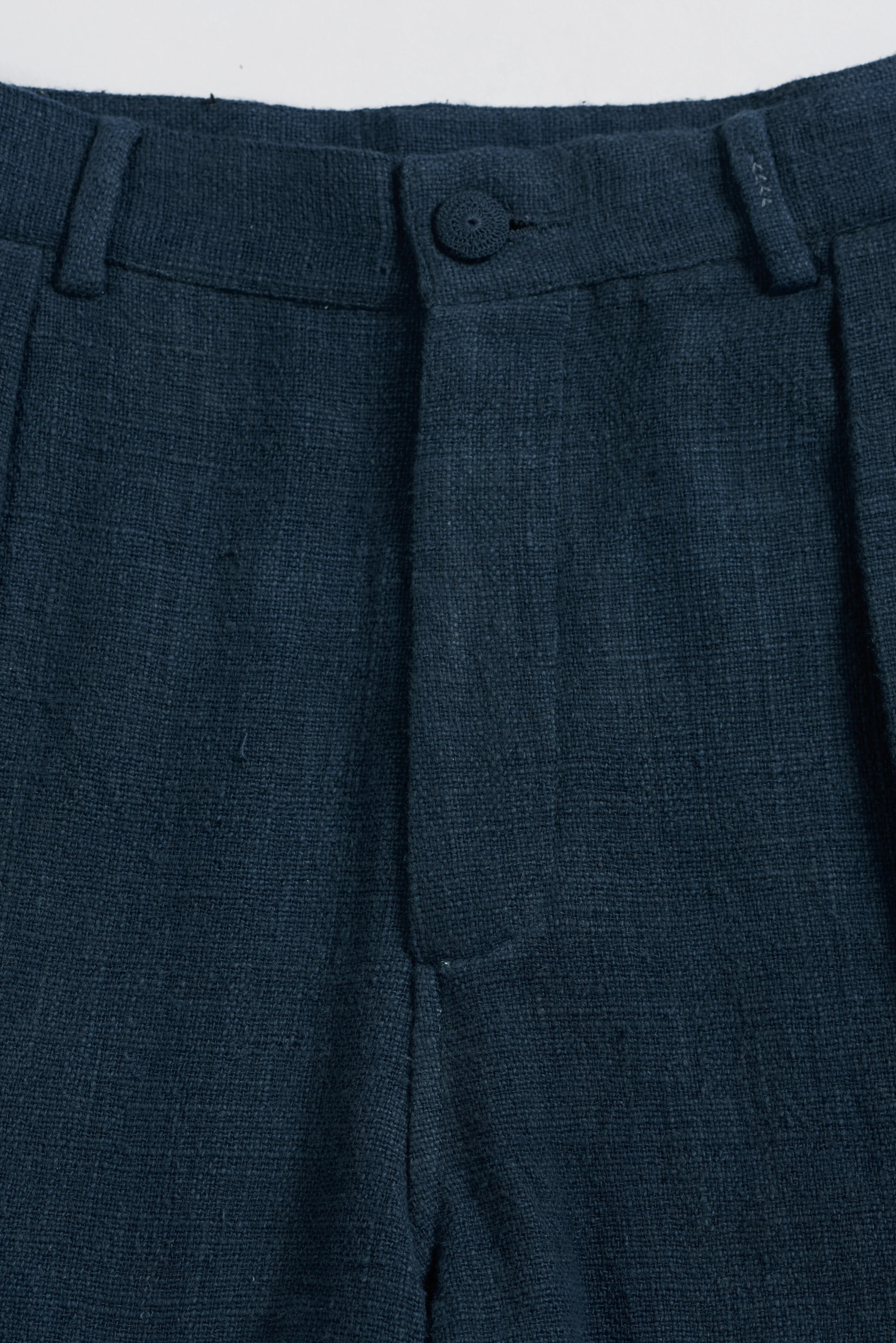 Estate Blue Cotton Pleated Trousers texture detail